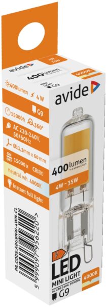 Avide LED 4W G9 C-LED NW 4000K | BR (SKU:ABG9NW-4WN-CL) LED izzók Avide LED 4W G9 C-LED NW 4000K | BR (SKU:ABG9NW-4WN-CL) LED izzók