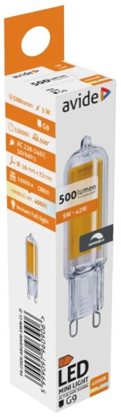 Avide LED 5W G9 COB NW 4000K Dimm. | BR (SKU:ABG9NW-5WN-CL-D) Kapszula Avide LED 5W G9 COB NW 4000K Dimm. | BR (SKU:ABG9NW-5WN-CL-D) Kapszula