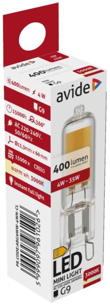 Avide LED 4W G9 C-LED WW 3000K | BR (SKU:ABG9WW-4WN-CL) Kapszula Avide LED 4W G9 C-LED WW 3000K | BR (SKU:ABG9WW-4WN-CL) Kapszula