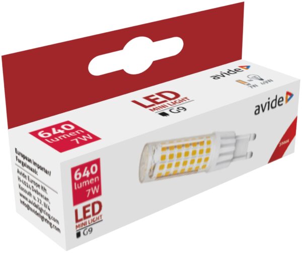 Avide LED 7W G9 WW 3000K fekvő | BR (SKU:ABG9WW-7W-B) LED izzók Avide LED 7W G9 WW 3000K fekvő | BR (SKU:ABG9WW-7W-B) LED izzók