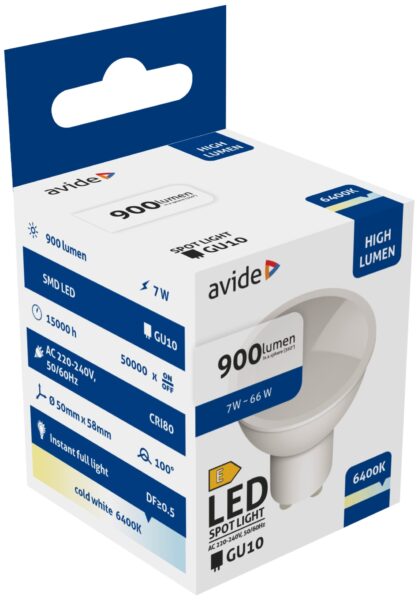 Avide LED Spot Alu+plastic 7W GU10 CW 6400K 900lm | BR (SKU:ABGU10CW-7W-HL) Egyéb