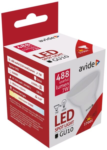 Avide LED Spot Alu+plastic 7W GU10 EW 2700K | BR (SKU:ABGU10EW-7W-AP) Szpot Avide LED Spot Alu+plastic 7W GU10 EW 2700K | BR (SKU:ABGU10EW-7W-AP) Szpot