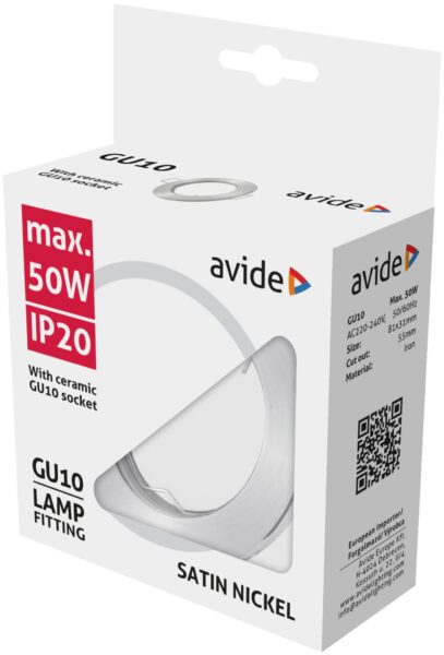 Avide GU10 Keret Normál Szatén Nikkel | BR (SKU:ABGU10F-N-SN) Fix Avide GU10 Keret Normál Szatén Nikkel | BR (SKU:ABGU10F-N-SN) Fix