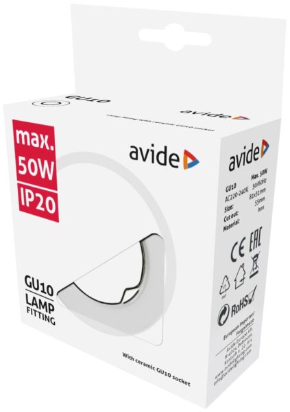 Avide GU10 Keret Normál Fehér | BR (SKU:ABGU10F-N-W) Fix