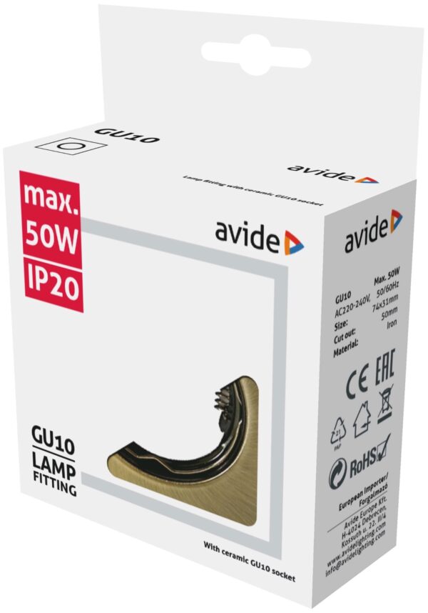 Avide GU10 Keret Négyzetes Réz | BR (SKU:ABGU10F-S-CO) Fix