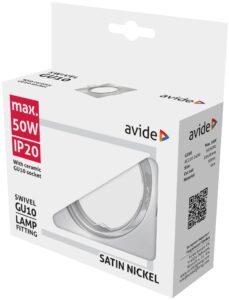 Avide GU10 Keret Négyzetes Forgatható Szatén Nikkel | BR (SKU:ABGU10F-SS-SN) Forgatható