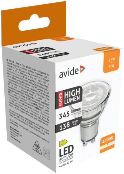 Avide LED Spot Alu+plastic 2.5W GU10 NW 4000K Super High Lumen | BR (SKU:ABGU10NW-2.5W) LED izzók Avide LED Spot Alu+plastic 2.5W GU10 NW 4000K Super High Lumen | BR (SKU:ABGU10NW-2.5W) LED izzók