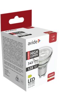Avide LED Spot Alu+plastic 2.5W GU10 WW 3000K Super High Lumen | BR (SKU:ABGU10WW-2.5W) Szpot