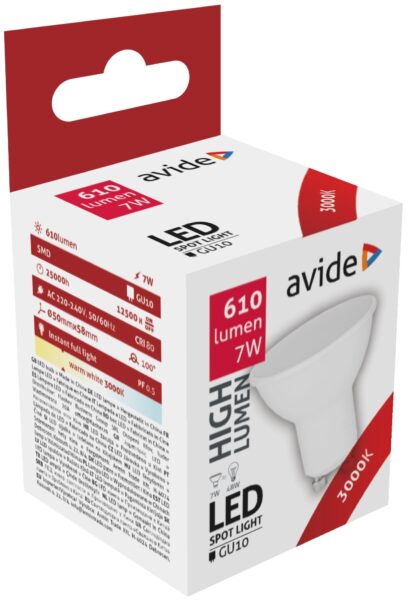 Avide LED Spot Alu+plastic 7W GU10 WW 3000K | BR (SKU:ABGU10WW-7W-AP) LED izzók Avide LED Spot Alu+plastic 7W GU10 WW 3000K | BR (SKU:ABGU10WW-7W-AP) LED izzók