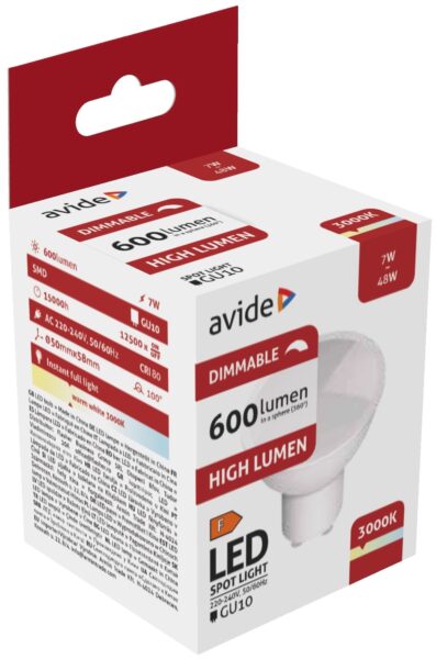Avide LED Spot Alu+plastic 7W GU10 CW 6400K 900lm | BR (SKU:ABGU10CW-7W-HL) Szpot