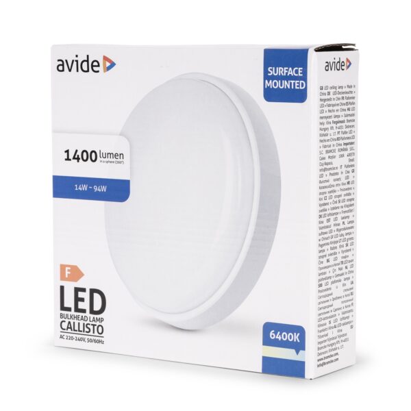 Avide Value Cseppálló Mennyezeti Lámpa Callisto Kerek IP54 14W CW 6400K fehér | BR (SKU:ABHL54-R-14W-CW-CAL-W) IP Védett Avide Value Cseppálló Mennyezeti Lámpa Callisto Kerek IP54 14W CW 6400K fehér | BR (SKU:ABHL54-R-14W-CW-CAL-W) IP Védett