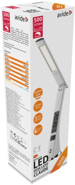 Avide LED Asztali Lámpa Üzleti Bőrhatású Naptár Claude Fehér 5W | BR (SKU:ABLDL-BLC-5W-WH) Asztali és állólámpák