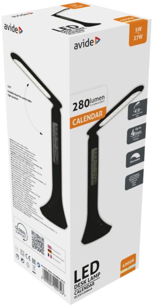 Avide LED Asztali Lámpa Naptár Fekete 5W | BR (SKU:ABLDL-CALENDAR-5W-BL) Asztali és állólámpák