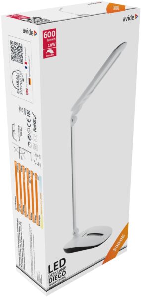 Avide LED Asztali Lámpa Érintésvezérelt Dimmer Diego Fehér 10W | BR (SKU:ABLDL-FTD-10W) LEDes