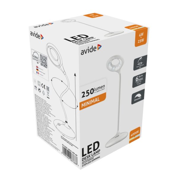 Avide LED Asztali Lámpa Minimal Fehér 4W | BR (SKU:ABLDL-MIN-4W) LEDes Avide LED Asztali Lámpa Minimal Fehér 4W | BR (SKU:ABLDL-MIN-4W) LEDes