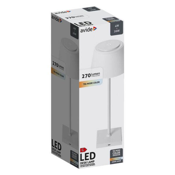 Avide LED Asztali Lámpa Feher USB 4W | BR (SKU:ABLDL-USB-W-4W) LEDes