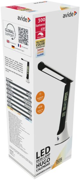 Avide LED Asztali Lámpa Bőrhatású Naptár Hugo Fekete-Fehér 6W | BR (SKU:ABLDLC-6W-WB-HG) LEDes Avide LED Asztali Lámpa Bőrhatású Naptár Hugo Fekete-Fehér 6W | BR (SKU:ABLDLC-6W-WB-HG) LEDes