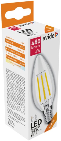 Avide LED Filament Candle 4W E14 NW 4000K*Régi Modell* | BR (SKU:ABLFC14NW-4W) LED izzók Avide LED Filament Candle 4W E14 NW 4000K*Régi Modell* | BR (SKU:ABLFC14NW-4W) LED izzók