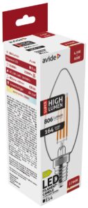 Avide LED Filament Candle 4.9W E14 WW 2700K Super High Lumen | BR (SKU:ABLFC14WW-4.9W-SHL) Gyertya
