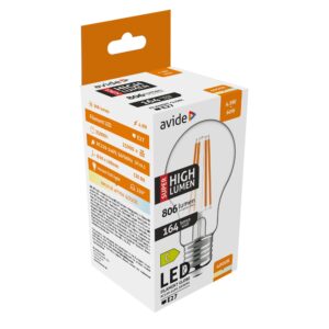 Avide LED Filament Globe 4.9W E27 A60 NW 4000K Super High Lumen | BR (SKU:ABLFG27NW-4.9W-SHL) Gömb