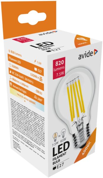Avide LED Filament Globe 7.5W E27 NW 4000K *Régi Modell* | BR (SKU:ABLFG27NW-7.5W) LED izzók Avide LED Filament Globe 7.5W E27 NW 4000K *Régi Modell* | BR (SKU:ABLFG27NW-7.5W) LED izzók
