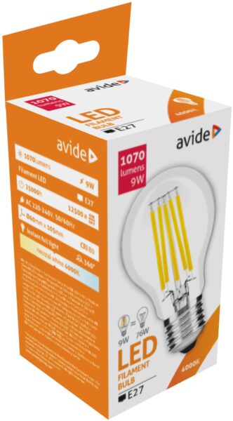 Avide LED Filament Globe 9W E27 NW 4000K*Régi Modell* | BR (SKU:ABLFG27NW-9W) LED izzók Avide LED Filament Globe 9W E27 NW 4000K*Régi Modell* | BR (SKU:ABLFG27NW-9W) LED izzók