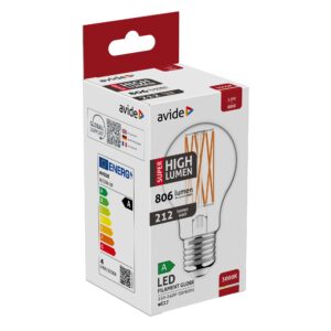 Avide LED Filament Globe 3.8W E27 WW 3000K Super High Lumen | BR (SKU:ABLFG27WW-3.8W) Gömb