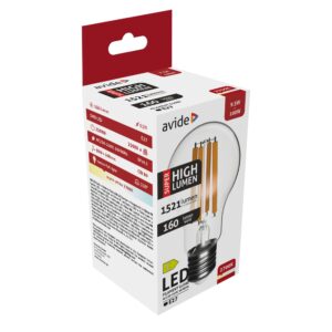 Avide LED Filament Globe 9.5W E27 A60 WW 2700K Super High Lumen | BR (SKU:ABLFG27WW-9.5W-SHL) Gömb