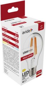 Avide LED Filament Globe 12W E27 A70 WW 2700K High Lumen | BR (SKU:ABLFG27WW-HL-12W) Gömb