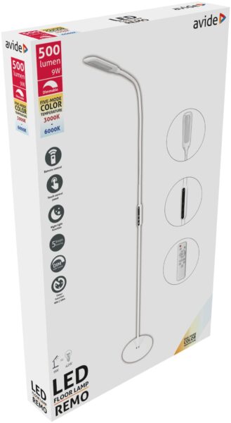 Avide LED Állólámpa Remo 9W CCT Fehér | BR (SKU:ABLFL-9W-REMO-W) Asztali és állólámpák