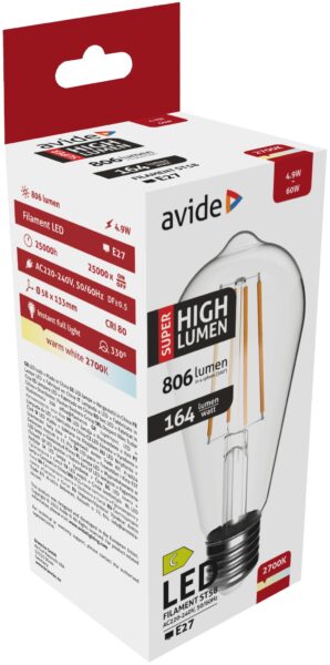 Avide LED Filament ST58 4.9W E27 WW 2700K Super High Lumen | BR (SKU:ABLFST58WW-4.9W-SHL) Speciális Avide LED Filament ST58 4.9W E27 WW 2700K Super High Lumen | BR (SKU:ABLFST58WW-4.9W-SHL) Speciális