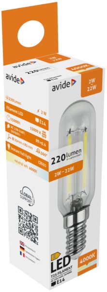 Avide LED Filament T25 2W E14 NW 4000K | BR (SKU:ABLFT25NW-2W) LED izzók Avide LED Filament T25 2W E14 NW 4000K | BR (SKU:ABLFT25NW-2W) LED izzók