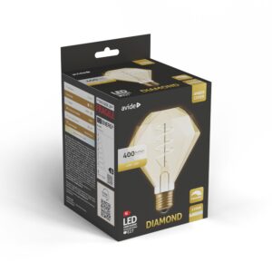Avide LED Jumbo Filament Diamond Amber 4.9W E27 2200K Fényerőszabályzós | BR (SKU:ABLJFA-4.9W-DIA) Jumbo