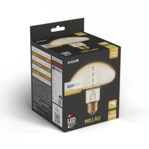Avide LED Jumbo Filament Millau Amber 4.9W E27 2200K Fényerőszabályzós | BR (SKU:ABLJFA-4.9W-MIL) Jumbo