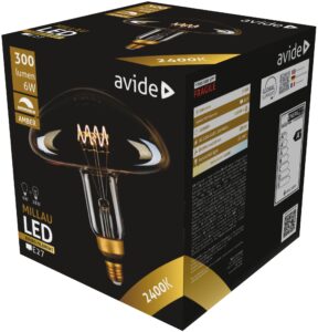 Avide LED Jumbo Filament Millau 200x210mm Amber 6W E27 2400K Fényerőszabályzós | BR (SKU:ABLJFA-6W-MIL) Jumbo