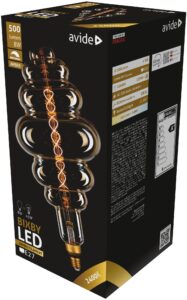 Avide LED Jumbo Filament Bixby 200x410mm Amber 8W E27 2400K Fényerőszabályzós | BR (SKU:ABLJFA-8W-BIX)