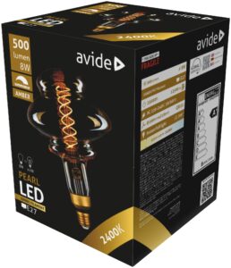 Avide LED Jumbo Filament Pearl 160x210mm Amber 8W E27 2400K Fényerőszabályzós | BR (SKU:ABLJFA-8W-PEA)