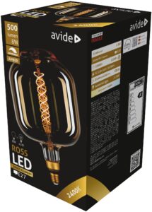 Avide LED Jumbo Filament Ross 180x295mm Amber 8W E27 2400K Fényerőszabályzós | BR (SKU:ABLJFA-8W-ROS) Jumbo