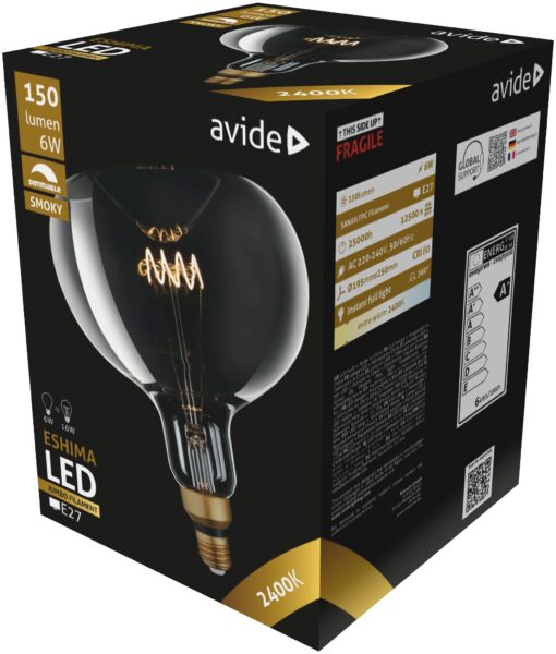 Avide LED Jumbo Filament Eshima 190x255mm Smoky 6W E27 2400K Fényerőszabályzós | BR (SKU:ABLJFS-6W-ESH) Jumbo