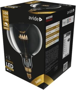 Avide LED Jumbo Filament Eshima 190x255mm Smoky 6W E27 2400K Fényerőszabályzós | BR (SKU:ABLJFS-6W-ESH) Jumbo
