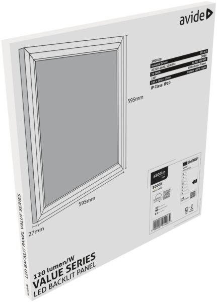 Avide LED Panel 600x600mm 40W WW 3000K 120lm/W Value Range Backlit | BR (SKU:ABLPBL600-40W-WW-VAL) LED panelek Avide LED Panel 600x600mm 40W WW 3000K 120lm/W Value Range Backlit | BR (SKU:ABLPBL600-40W-WW-VAL) LED panelek