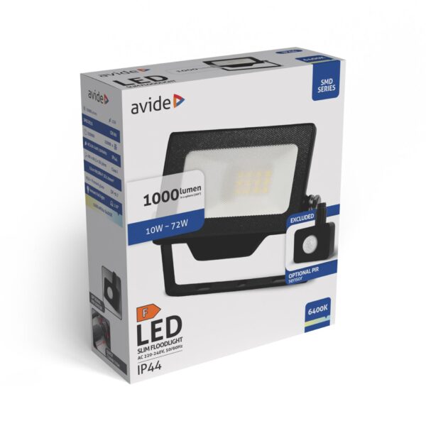 Avide LED Reflektor SMD 10W CW 6400K Opc.PIR | BR (SKU:ABLRFLCW-10W-OPIR) OPIR