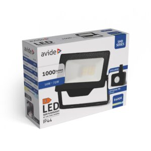 Avide LED Reflektor SMD 10W CW 6400K Gyorscsat.+Opc.PIR | BR (SKU:ABLRFLCW-10WQC-OPIR) OPIR
