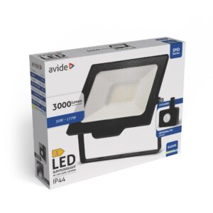 Avide LED Reflektor SMD 30W CW 6400K Gyorscsat.+Opc.PIR | BR (SKU:ABLRFLCW-30WQC-OPIR) OPIR