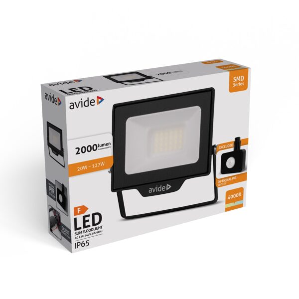 Avide LED Reflektor SMD 20W NW 4000K Gyorscsat.+Opc.PIR | BR (SKU:ABLRFLNW-20WQC-OPIR) OPIR