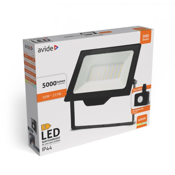 Avide LED Reflektor SMD 50W NW 4000K Opc.PIR | BR (SKU:ABLRFLNW-50W-OPIR) OPIR