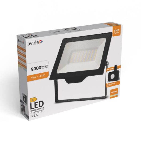 Avide LED Reflektor SMD 50W NW 4000K Gyorscsat.+Opc.PIR | BR (SKU:ABLRFLNW-50WQC-OPIR) OPIR