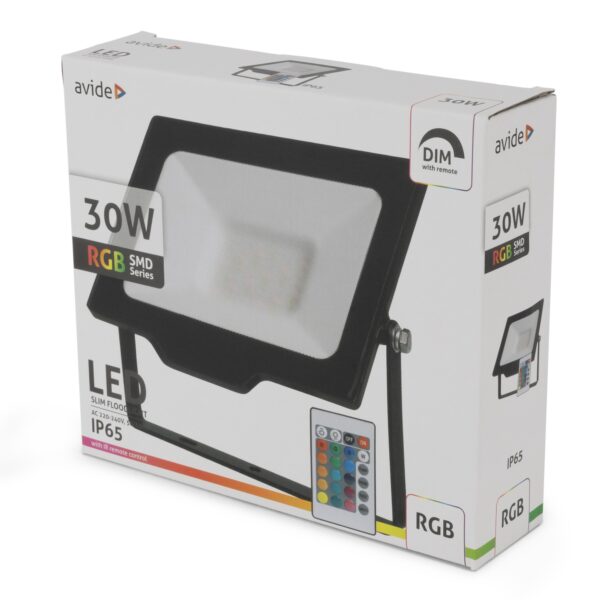 Avide LED Reflektor Slim SMD 30W RGB IR távirányítóval | BR (SKU:ABLRFLRGB-30W) Normál