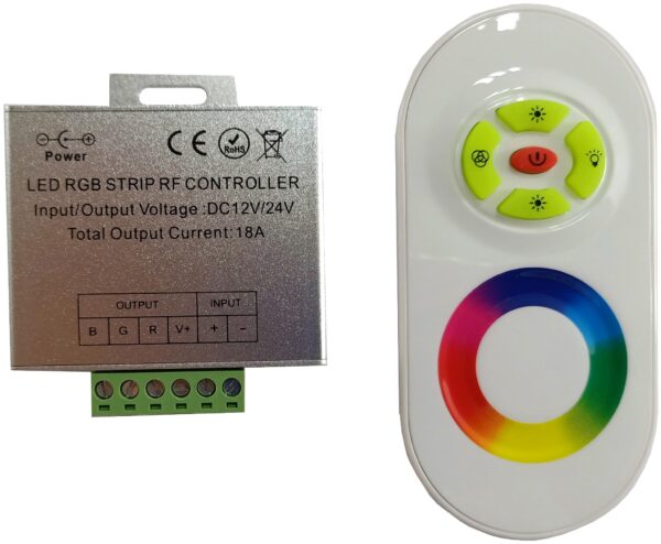 Avide LED Szalag 12-24V 216W RGB 5 Gombos RF Érintőpaneles Távirányító és Vezérlő | BR (SKU:ABLS12V5TKRGB-216W-RFC) RGB