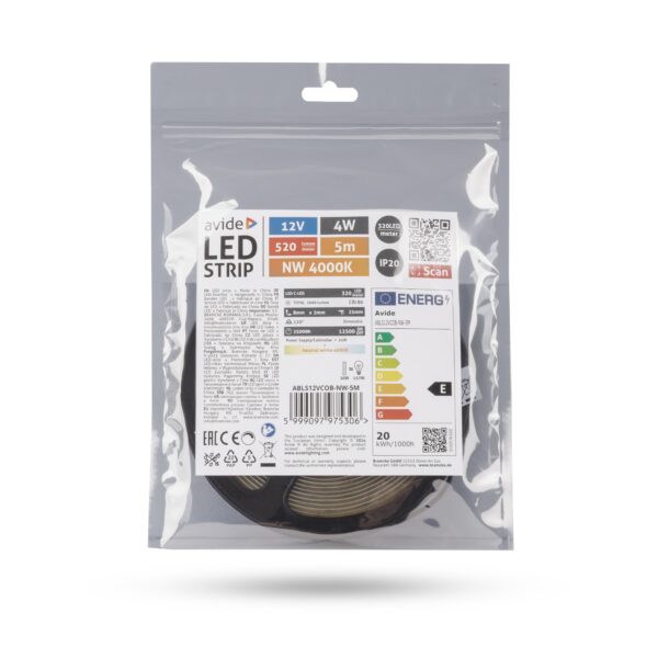 Avide LED Szalag C-LED 12V 4W NW 4000K IP20 5m | BR (SKU:ABLS12VCLED-NW-5M) COB Szalag Avide LED Szalag C-LED 12V 4W NW 4000K IP20 5m | BR (SKU:ABLS12VCLED-NW-5M) COB Szalag